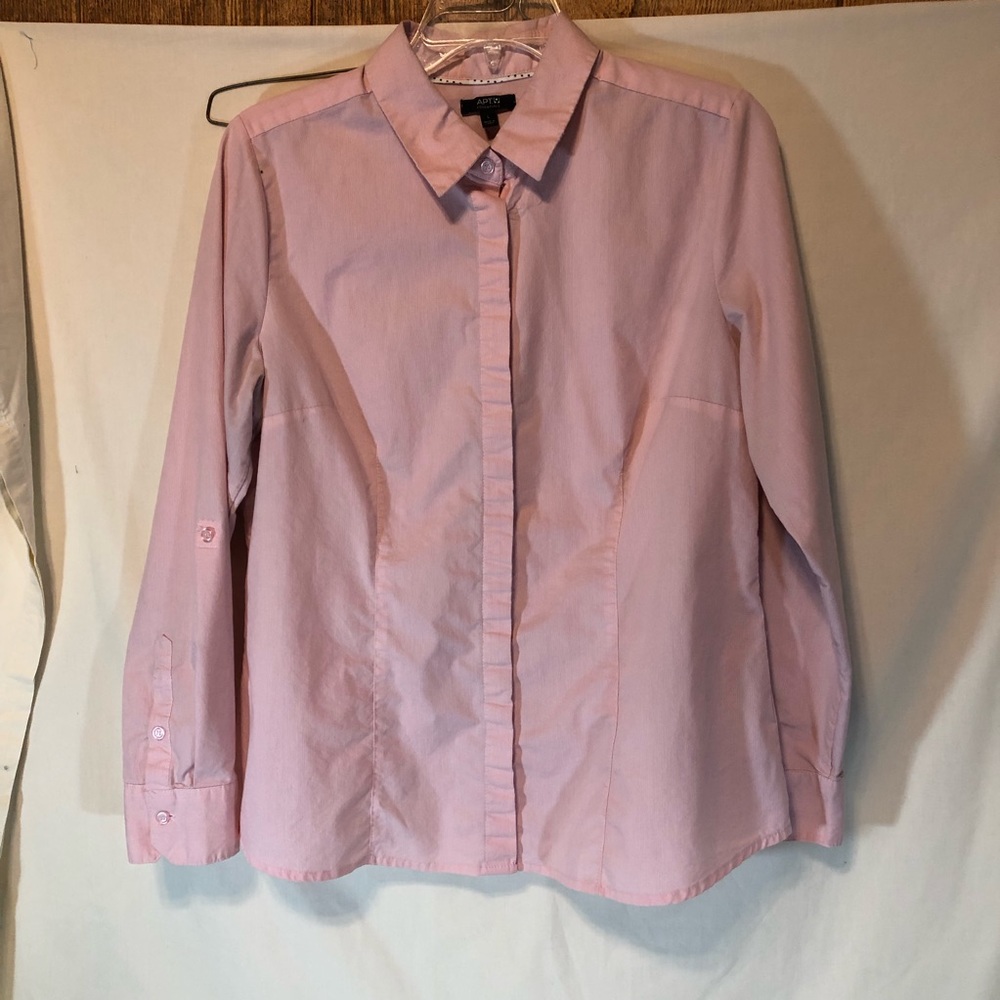 APT essentials light pink button down shirt long sleeve L